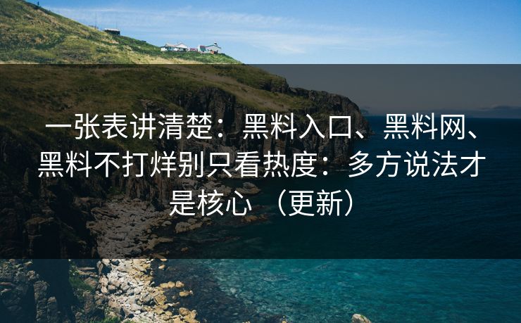 一张表讲清楚：黑料入口、黑料网、黑料不打烊别只看热度：多方说法才是核心 （更新）
