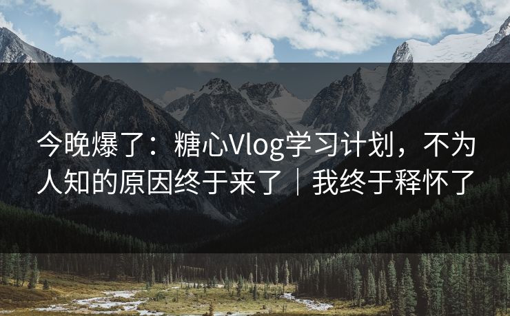今晚爆了：糖心Vlog学习计划，不为人知的原因终于来了｜我终于释怀了