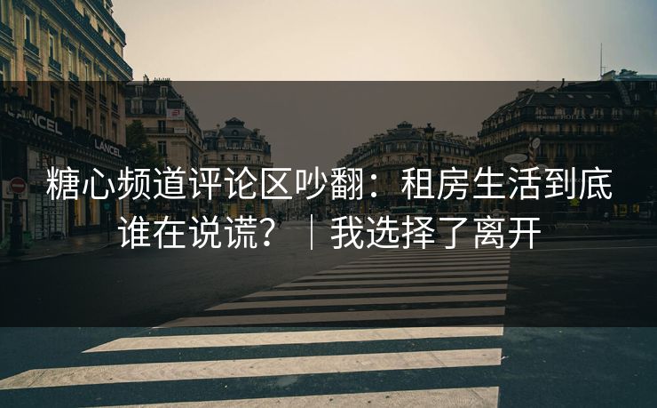 糖心频道评论区吵翻：租房生活到底谁在说谎？｜我选择了离开