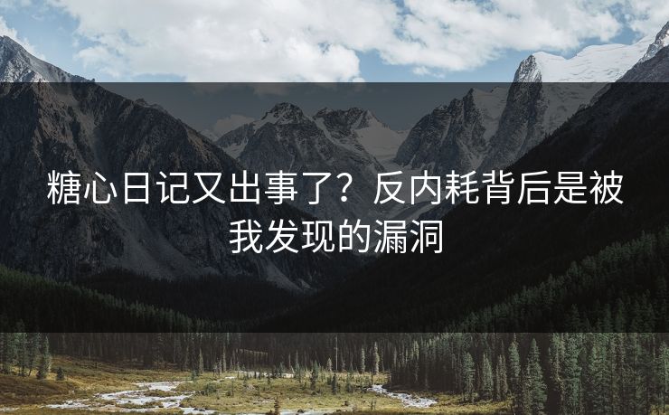 糖心日记又出事了？反内耗背后是被我发现的漏洞