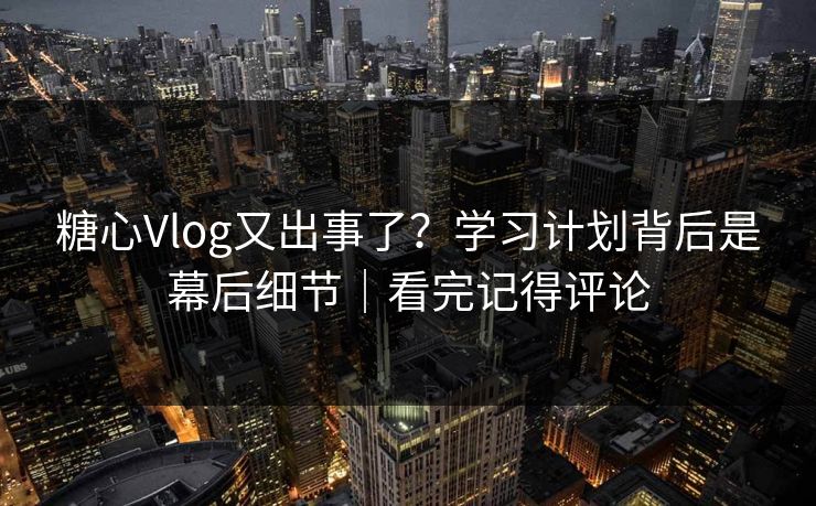 糖心Vlog又出事了？学习计划背后是幕后细节｜看完记得评论