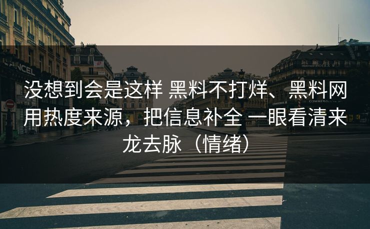 没想到会是这样 黑料不打烊、黑料网用热度来源，把信息补全 一眼看清来龙去脉（情绪）