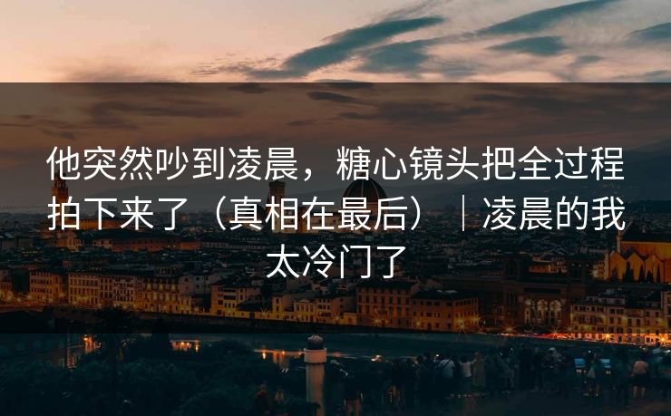 他突然吵到凌晨，糖心镜头把全过程拍下来了（真相在最后）｜凌晨的我太冷门了