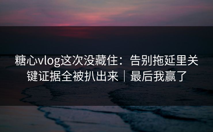糖心vlog这次没藏住：告别拖延里关键证据全被扒出来｜最后我赢了