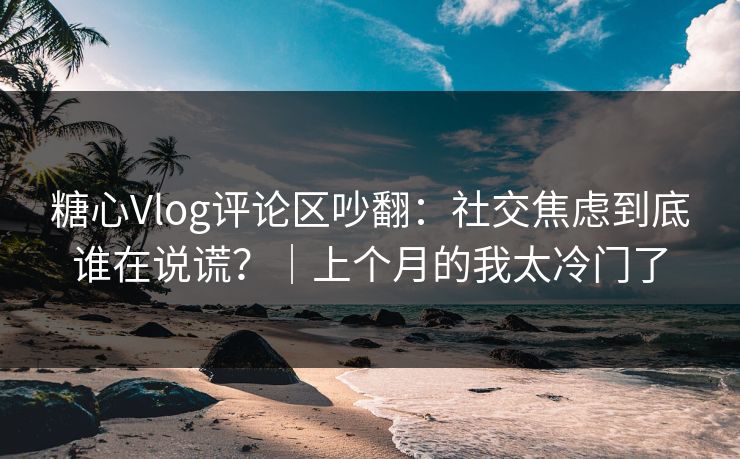 糖心Vlog评论区吵翻：社交焦虑到底谁在说谎？｜上个月的我太冷门了