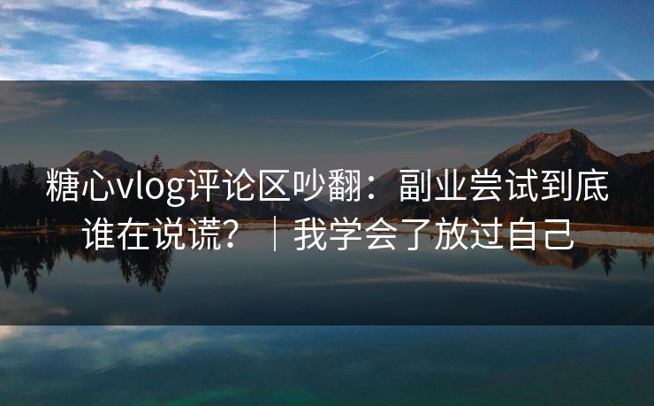糖心vlog评论区吵翻：副业尝试到底谁在说谎？｜我学会了放过自己