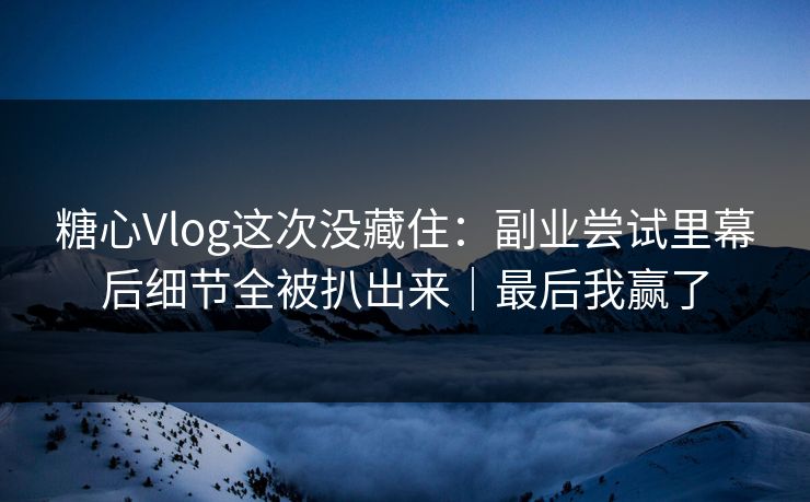 糖心Vlog这次没藏住:副业尝试里幕后细节全被扒出来|最后我赢了 糖心Vlog这次没藏住:副业尝试里幕后细节全被扒出来|最后我赢了