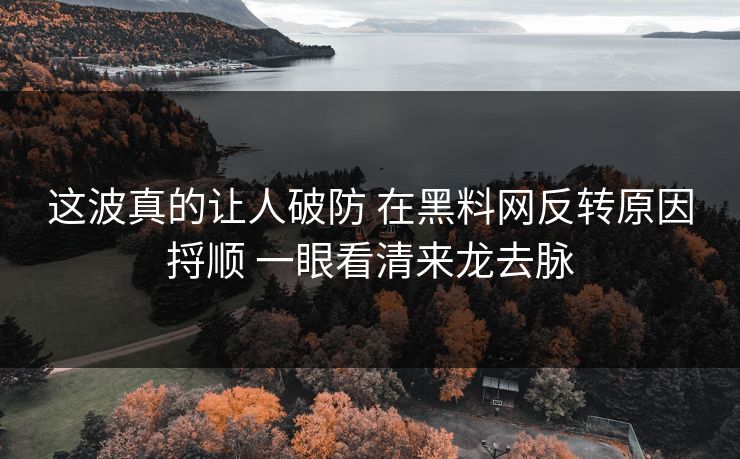 这波真的让人破防 在黑料网反转原因捋顺 一眼看清来龙去脉