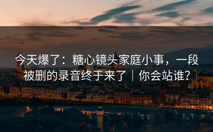 今天爆了:糖心镜头家庭小事,一段被删的录音终于来了|你会站谁? 今天爆了:糖心镜头家庭小事,一段被删的录音终于来了|你会站谁?