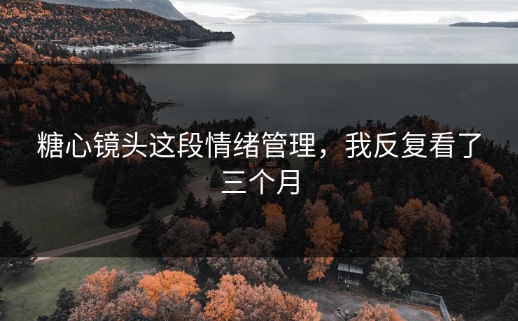 糖心镜头这段情绪管理，我反复看了三个月