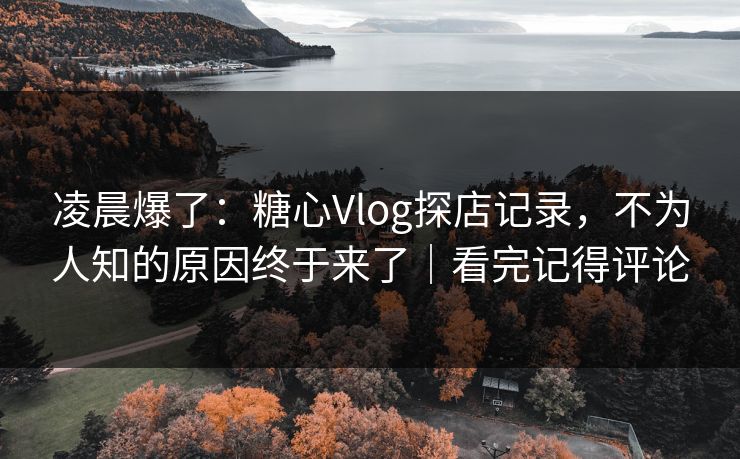 凌晨爆了：糖心Vlog探店记录，不为人知的原因终于来了｜看完记得评论